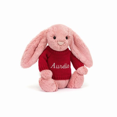 Jellycat Bashful Petal Bunny with Red Jumper UK | 48096XEIU